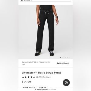Figs black Livingston scrub pants